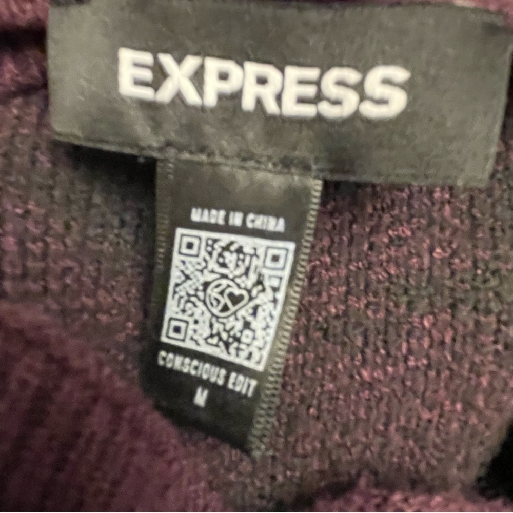 Express Purple and Black Turtleneck Sweater - Picture 5 of 9